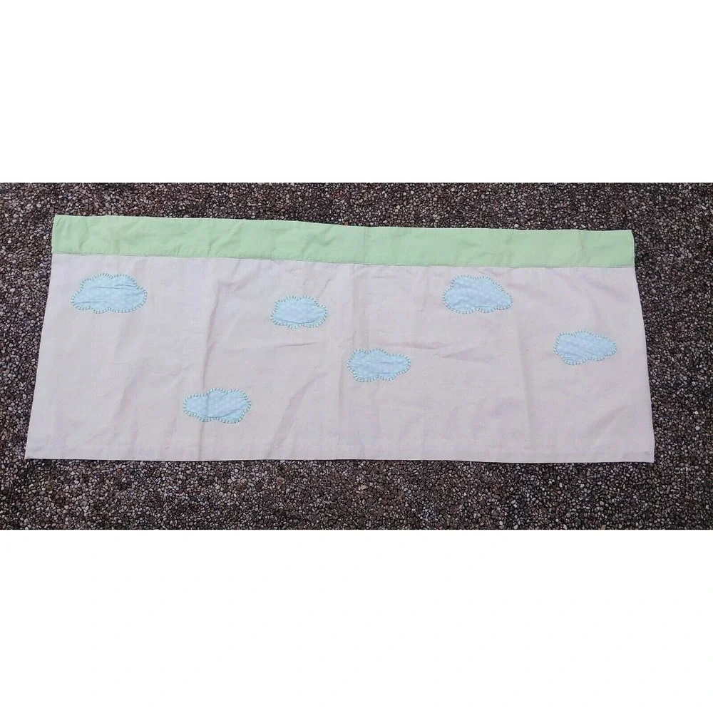Pottery Barn Kids Embroidered Clouds Peach‎ Green Curtain Valance VTG 44 X 18